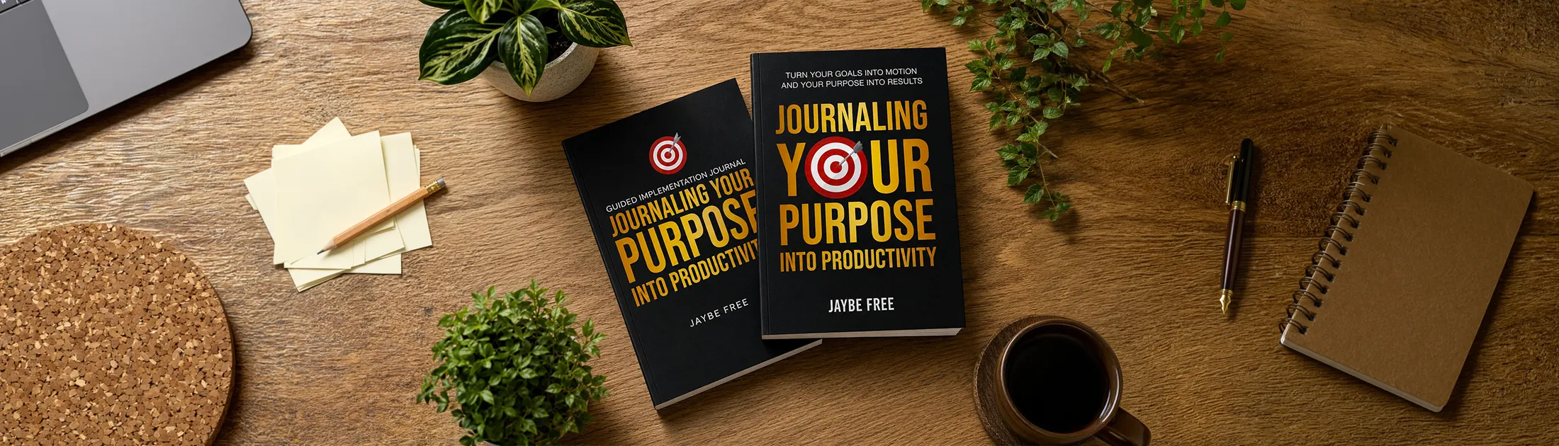 Journaling Your Purpose Into Productivity and its companion journal on a writing desk